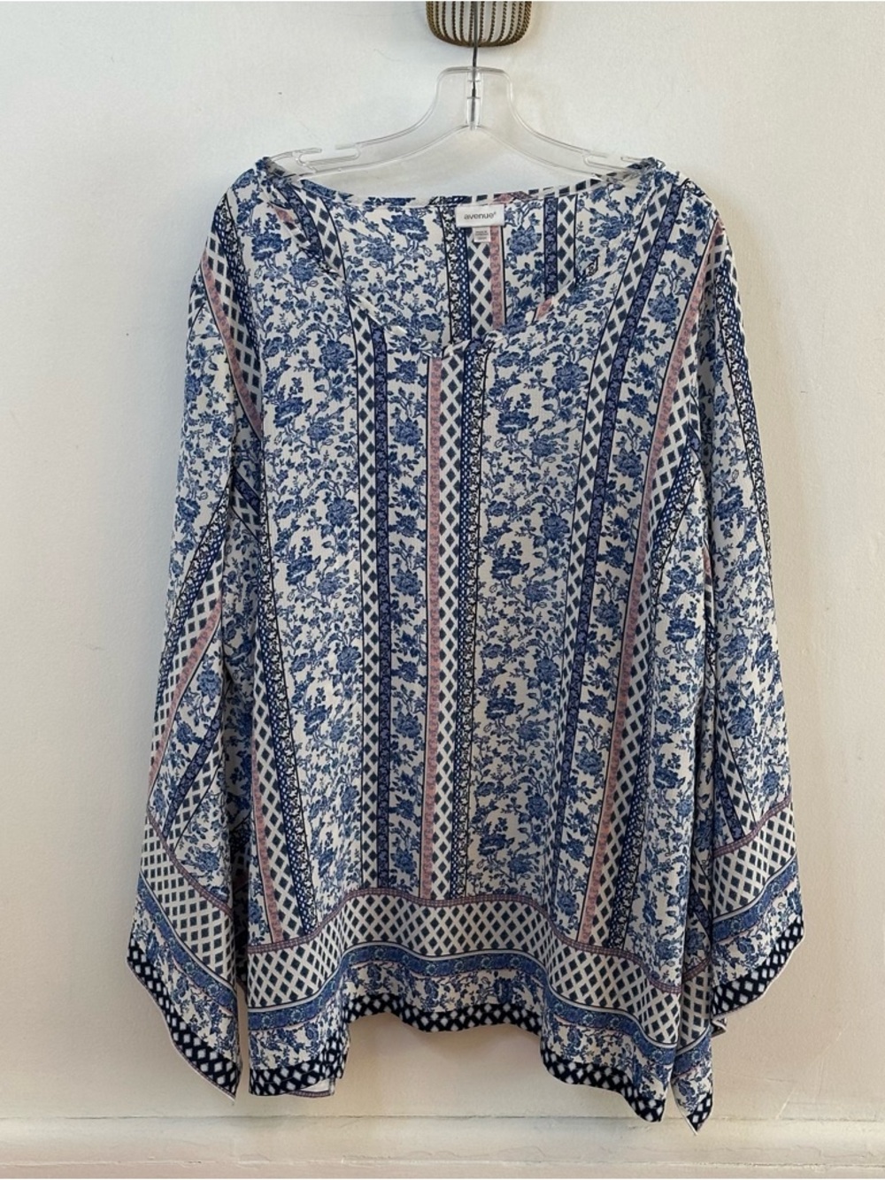 Avenue Floral Flowly Stripe Tunic Blouse, Plus Size 22/24, Cottagecore